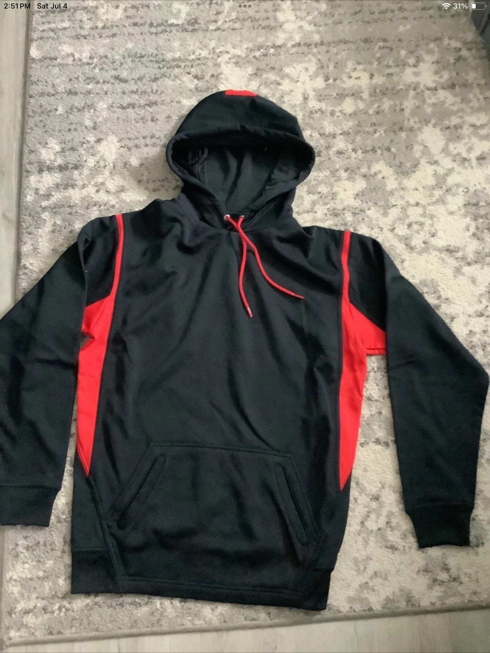 Sport-Tek Black and Red Men's Hooded Pullover Small or Medium available
